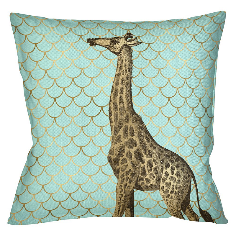 Подушка Safari light blue giraffe Бирюзовый Глянцевое золото Подушка Safari light blue giraffe Бирюзовый Глянцевое золото в Рязани | Loft Concept