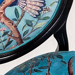 Стул из массива бука бирюзовый с изображением птиц в саду Turquoise Chinoiserie Blue Bird Chair варинант исполнения - 2 | Loft Concept в Рязани