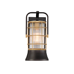 Настенный фонарь цилиндрической формы с рифленым стеклом в золотом каркасе на черном прямоугольном основании Eurofase варинант исполнения - 12 | Loft Concept в Рязани