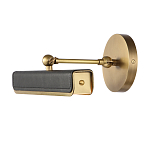 Светильник для картин цвет винтажная латунь с прямоугольным плафоном из кожи черного цвета Alora варинант исполнения - 2 | Loft Concept в Рязани