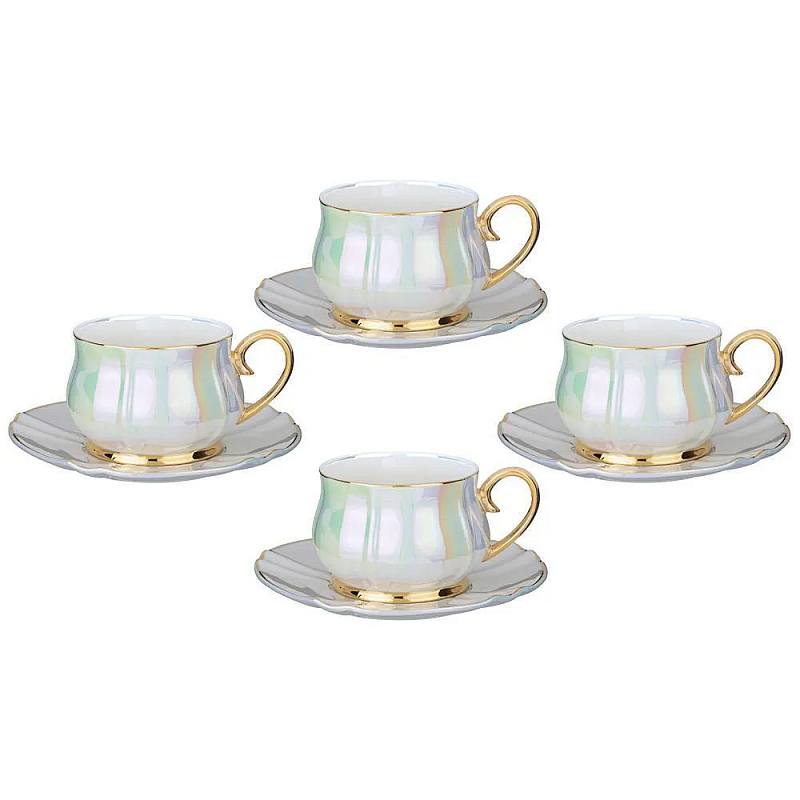 Чайный набор из фарфора на 4 персоны 8 предметов Porcelain Pearl Жемчужный Чайный набор из фарфора на 4 персоны 8 предметов Porcelain Pearl Жемчужный в Рязани | Loft Concept