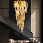 Люстра многоярусная с каркасом из металла и прозрачными подвесками FAIRYTREE Light варинант исполнения - 3 | Loft Concept в Рязани