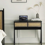 Дизайнерский письменный стол матово-чёрного цвета с 2-мя плетеными ящиками Glade Desk варинант исполнения - 2 | Loft Concept в Рязани