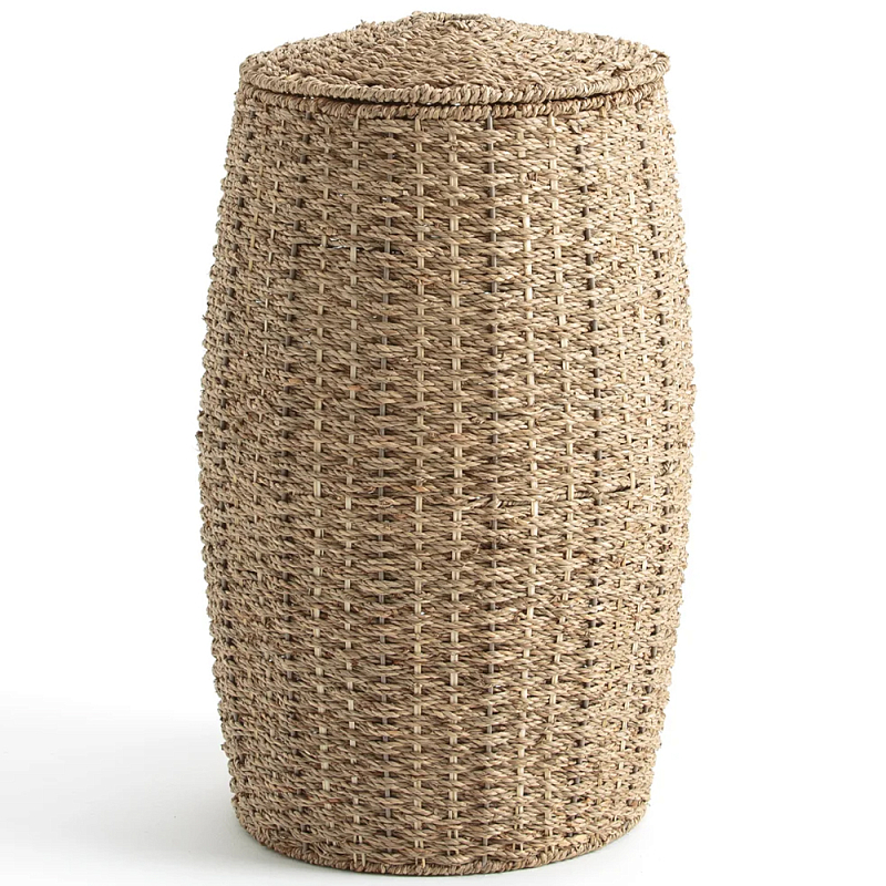 Корзина с крышкой из камыша Chane Wicker Basket Бежевый Корзина с крышкой из камыша Chane Wicker Basket Бежевый в Рязани | Loft Concept