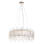 Люстра подвесная круглая с прозрачными хрустальными трубками и золотистым каркасом Диаметр 60 см Hexagon Tube Light варинант исполнения - 1 | Loft Concept в Рязани