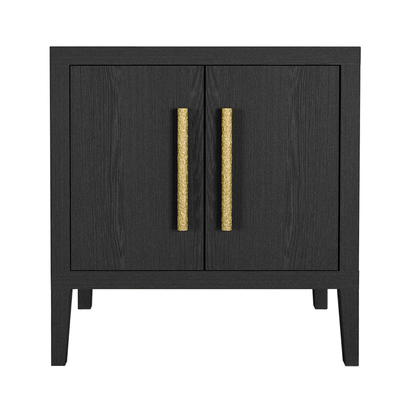 Тумбочка Primo с дверцами шпон Черный дуб Черный Золотой в Рязани | Loft Concept 