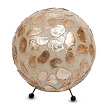 Настольная лампа из перламутра на металлическом каркасе Indonesian Circle варинант исполнения - 3 | Loft Concept в Рязани