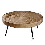 Журнальный столик с круглой фактурной столешницей из натурального дерева Vortex варинант исполнения - 1 | Loft Concept в Рязани