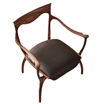 Стул деревянный с мягким сиденьем из коричневой натуральной кожи Moon Walnut Furniture варинант исполнения - 13 | Loft Concept в Рязани