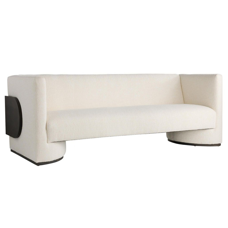 Трехместный диван Florida Sofa с элегантным деревянным декором Белый Черный Трехместный диван Florida Sofa с элегантным деревянным декором Белый Черный в Рязани | Loft Concept