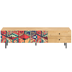 Длинная ТВ-тумба с принтом на ящиках Elise TV Stand варинант исполнения - 1 | Loft Concept в Рязани