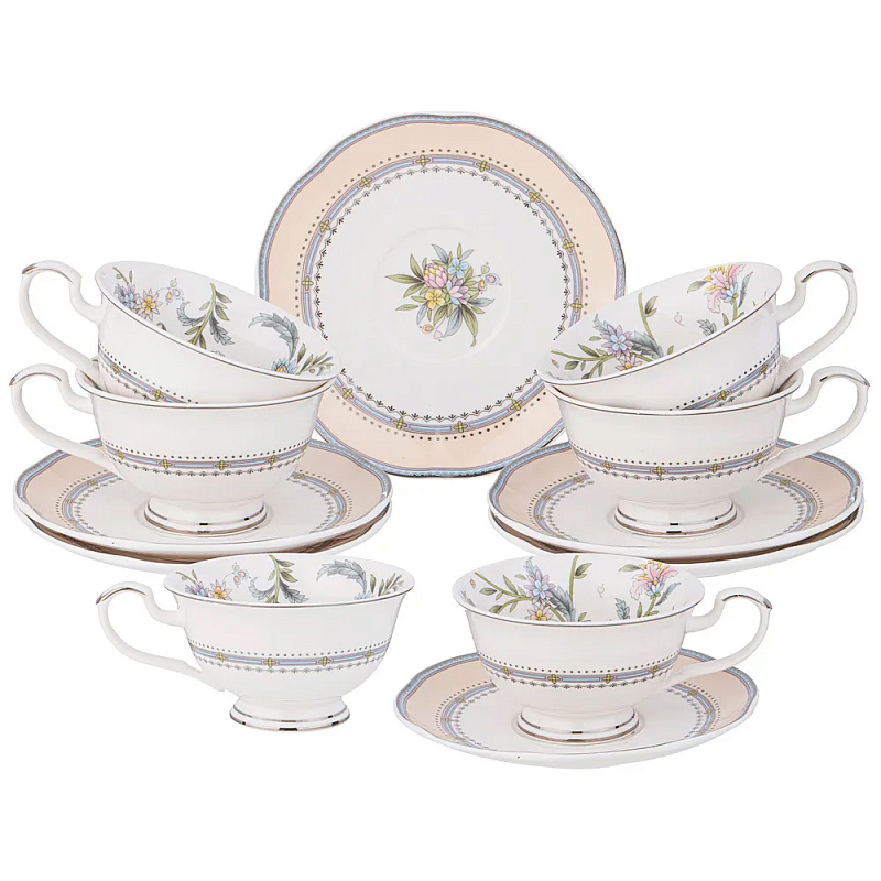 Чайный сервиз из фарфора на 6 персон 12 предметов Tea Flower Set Мульти Чайный сервиз из фарфора на 6 персон 12 предметов Tea Flower Set Мульти в Рязани | Loft Concept