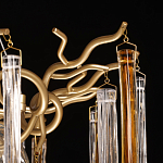 Люстра подвесная золотого цвета с разветвленными ветвями и прозрачными стеклянными подвесками Droplet Chandelier варинант исполнения - 8 | Loft Concept в Рязани