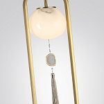 Торшер с шарообразным плафоном из белого стекла с подвеской из камня и длинной кисточкой Agatelle варинант исполнения - 4 | Loft Concept в Рязани