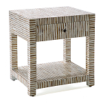 Тумбочка прикроватная Vancouver Bone Inlay Bedside Beige варинант исполнения - 1 | Loft Concept в Рязани