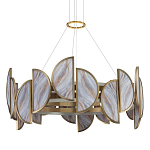 Люстра круглая с полукруглыми плафонами из искусственного алебастра в бронзовой оправе Marbella варинант исполнения - 1 | Loft Concept в Рязани