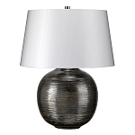 Настольная лампа с круглым фарфоровым основанием ручной работы с покрытием глазурью и белым абажуром из искусственного шелка Elstead Lighting варинант исполнения - 1 | Loft Concept в Рязани