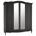 Шкаф черный четырехдверный из массива бука с зеркалами Black Provence варинант исполнения - 1 | Loft Concept в Рязани