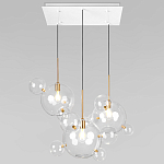 Люстра подвесная 3 лампы с прозрачными стеклянными шарами и золотыми деталями Giopato & Coombes варинант исполнения - 1 | Loft Concept в Рязани