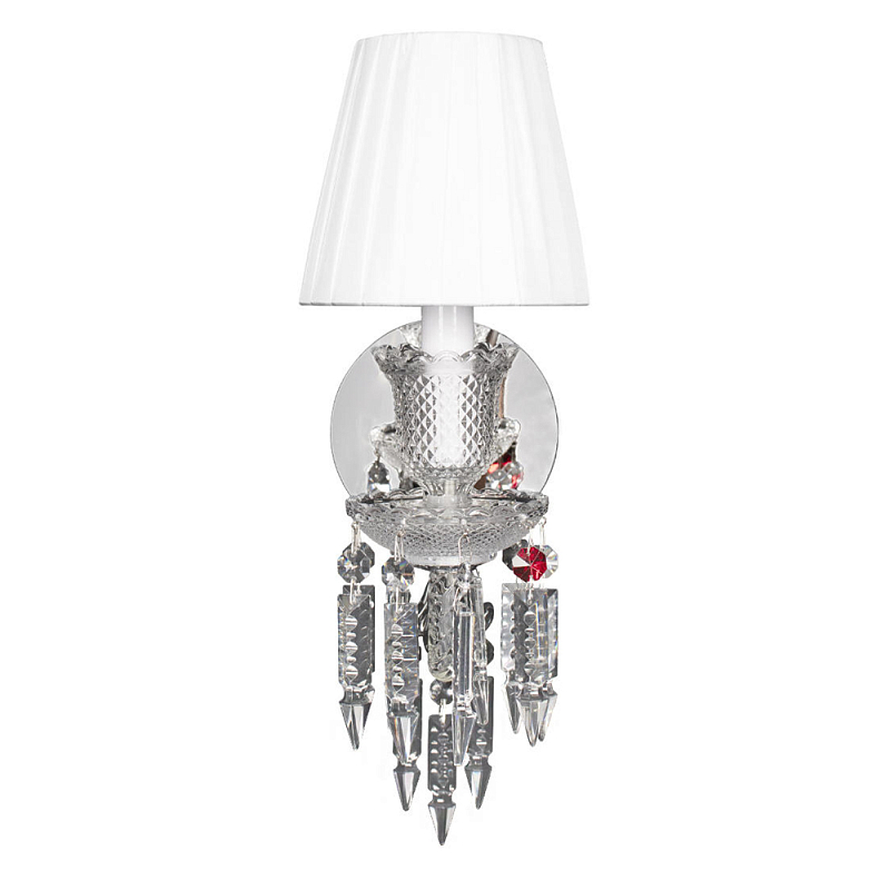 Бра с плиссированным абажуром и декоративными подвесками Lustre Reverie Черный Белый Прозрачное Стекло в Рязани | Loft Concept 
