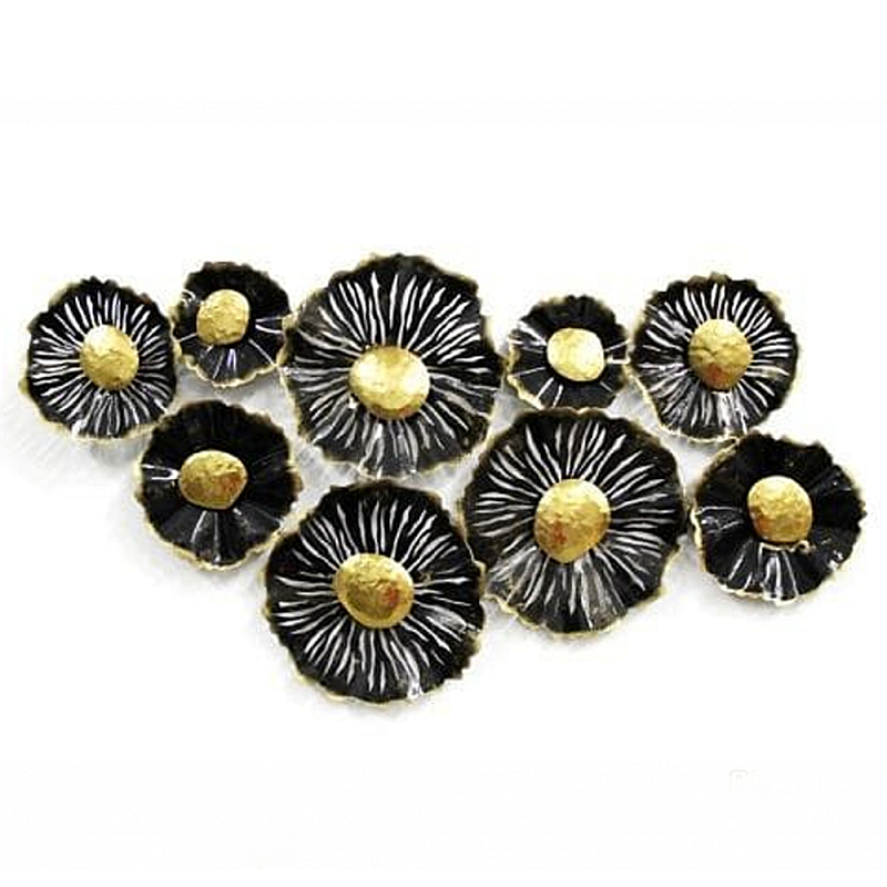 Панно настенное Blank Sheet Black flower Золотой Черный Панно настенное Blank Sheet Black flower Золотой Черный в Рязани | Loft Concept