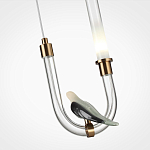 Подвесной светильник с декоративной фигуркой птицы на прозрачной изогнутой трубке Ganthea варинант исполнения - 5 | Loft Concept в Рязани