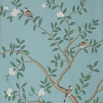 Обои ручная роспись Gustavian Garden Special Colourway on Duck Egg dyed silk варинант исполнения - 1 | Loft Concept в Рязани
