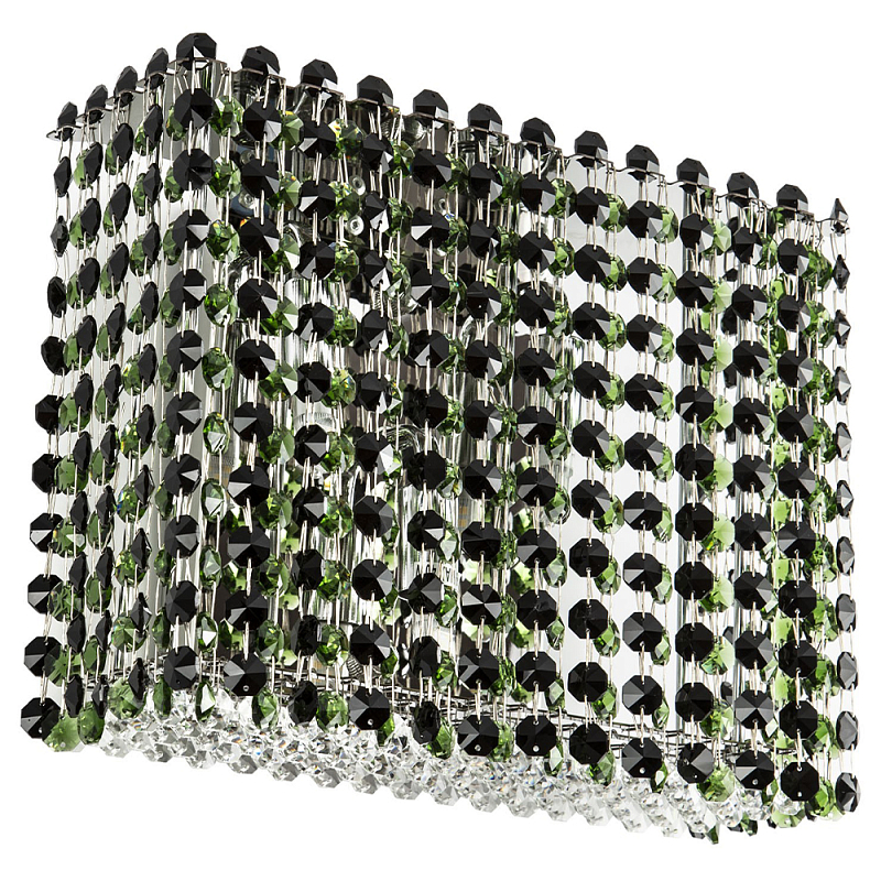 Бра с хрустальными подвесками хром Crystal Art Chrome Green Rectangular Wall Lamp Зеленый Хром Бра с хрустальными подвесками хром Crystal Art Chrome Green Rectangular Wall Lamp Зеленый Хром в Рязани | Loft Concept