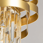 Люстра цвета матового золота с металлическими лентами и длинными прозрачными подвесками Gilded Waves варинант исполнения - 9 | Loft Concept в Рязани