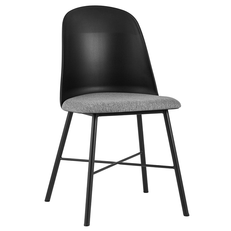 Стул из прочного пластика на металлическом основании Anora Black Черный Серый Стул из прочного пластика на металлическом основании Anora Black Черный Серый в Рязани | Loft Concept