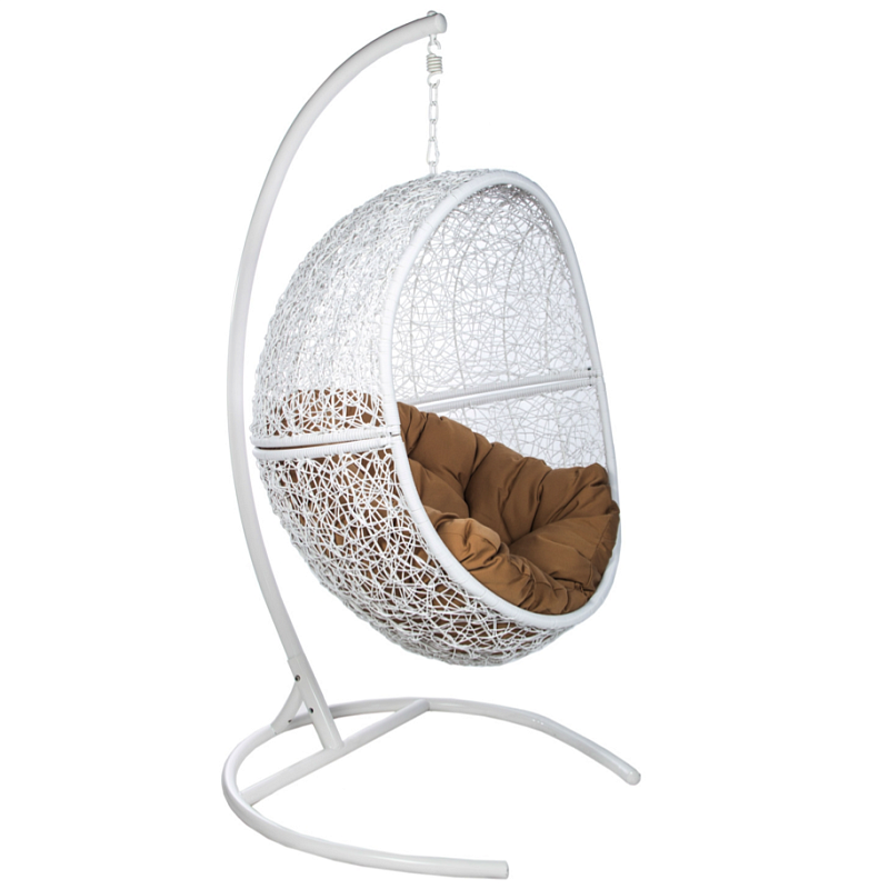 Подвесное уличное кресло Egg Cage white Коричневый Белый Подвесное уличное кресло Egg Cage white Коричневый Белый в Рязани | Loft Concept