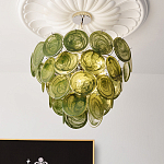 Люстра из зеленых стеклянных дисков с перламутровым эффектом Green Glowing Glaze варинант исполнения - 4 | Loft Concept в Рязани