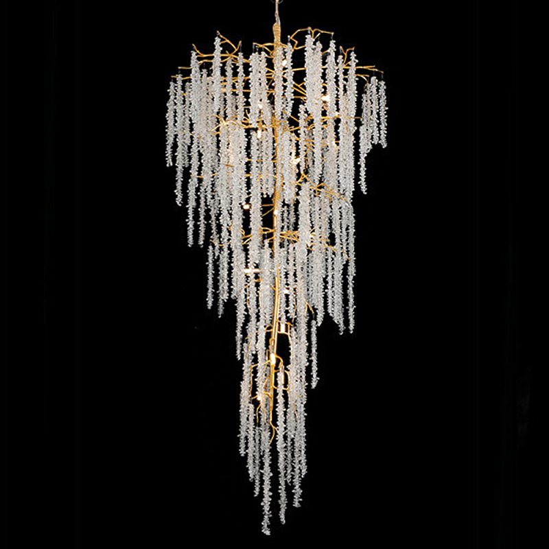 Люстра многоярусная с каркасом из металла и прозрачными подвесками FAIRYTREE Light Золотой Прозрачный Люстра многоярусная с каркасом из металла и прозрачными подвесками FAIRYTREE Light Золотой Прозрачный в Рязани | Loft Concept