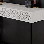 Консоль напольная пыльного белого цвета с выдвижным ящиком с резным орнаментом HEATON CONSOLE OAK варинант исполнения - 4 | Loft Concept в Рязани