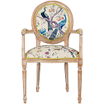 Полукресло из массива бука бежевое с изображением птиц и цветов Beige Green Chinoiserie Garden Chair варинант исполнения - 1 | Loft Concept в Рязани