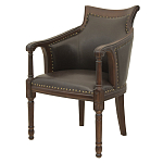 Кресло кожаное на 4-х деревянных ножках из массива березы Ethan Armchair brown варинант исполнения - 3 | Loft Concept в Рязани