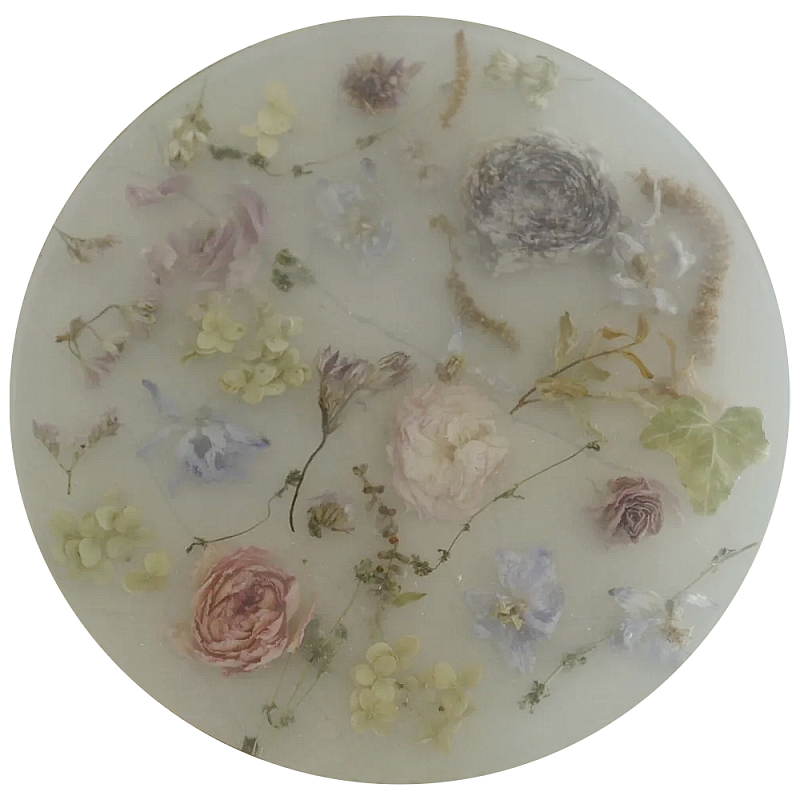 Круглый поднос из эпоксидной смолы с цветами белый Epoxy Resin Flowers Tray White Белый Мульти Круглый поднос из эпоксидной смолы с цветами белый Epoxy Resin Flowers Tray White Белый Мульти в Рязани | Loft Concept