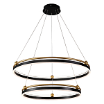 Люстра подвесная с двумя кольцами черного и золотого цвета Ring Horizontal варинант исполнения - 1 | Loft Concept в Рязани