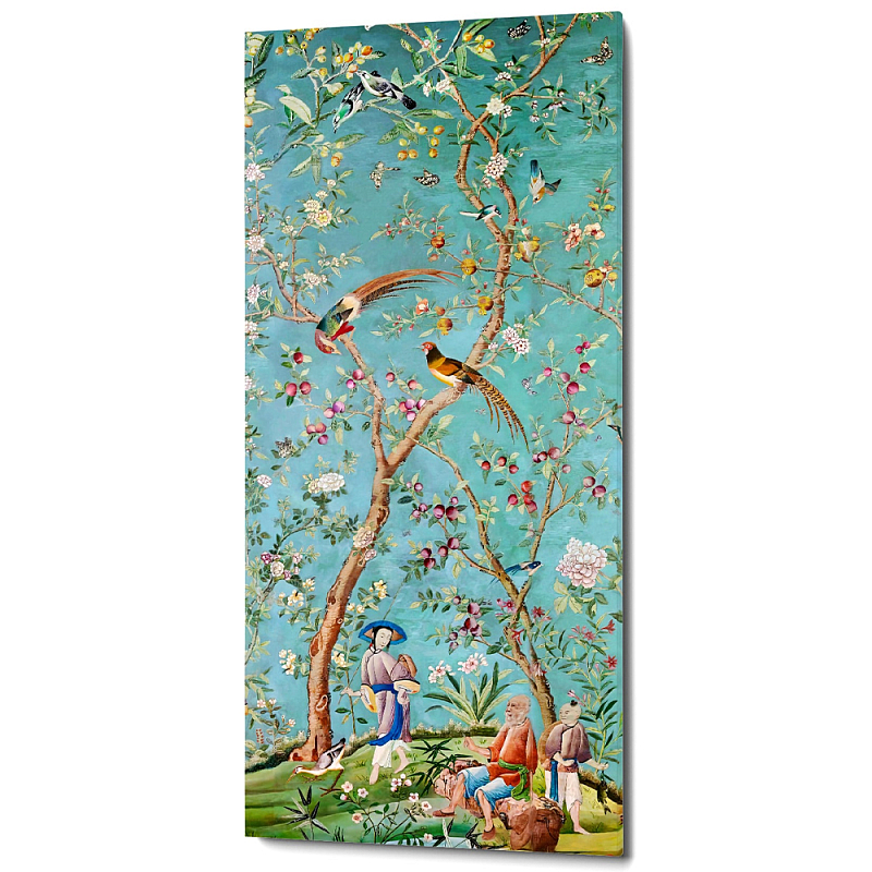 Постер на холсте в стиле шинуазри с изображением сада Chinoiserie Imperial Garden Birds and People Poster Мульти Бирюзовый Постер на холсте в стиле шинуазри с изображением сада Chinoiserie Imperial Garden Birds and People Poster Мульти Бирюзовый в Рязани | Loft Concept