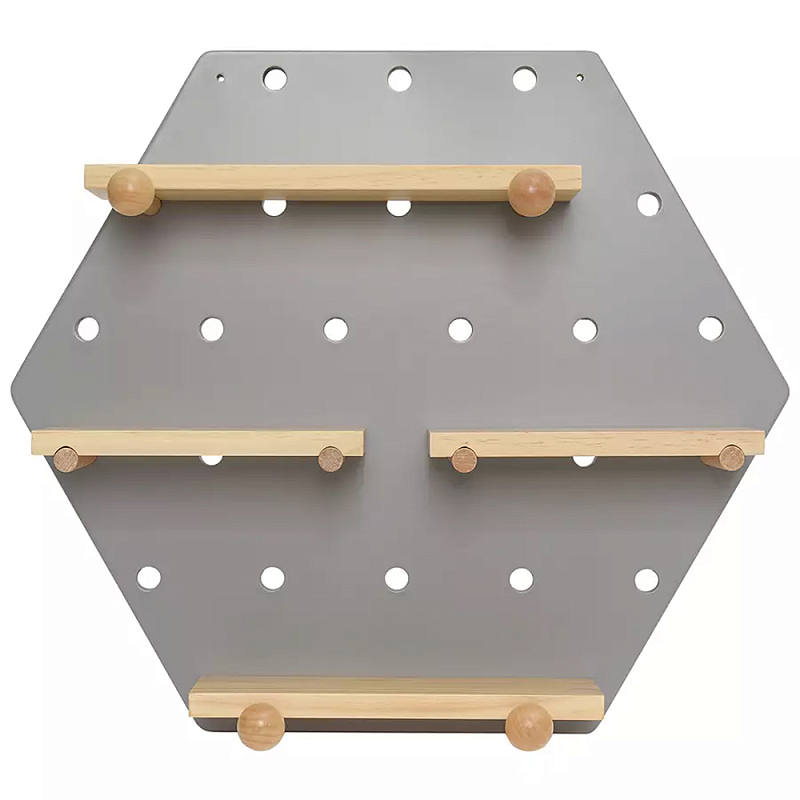 Полка настенная шестиугольная Multifunctional Hexagon Белый Древесина Серый Полка настенная шестиугольная Multifunctional Hexagon Белый Древесина Серый в Рязани | Loft Concept