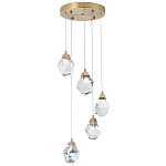 Каскадная люстра с 5-ю хрустальными плафонами Esme Crystal Brass Chandelier варинант исполнения - 1 | Loft Concept в Рязани