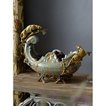 Чаша голубого цвета с оранментом и и бронзовыми фигурами леопардов Eden Garden варинант исполнения - 6 | Loft Concept в Рязани