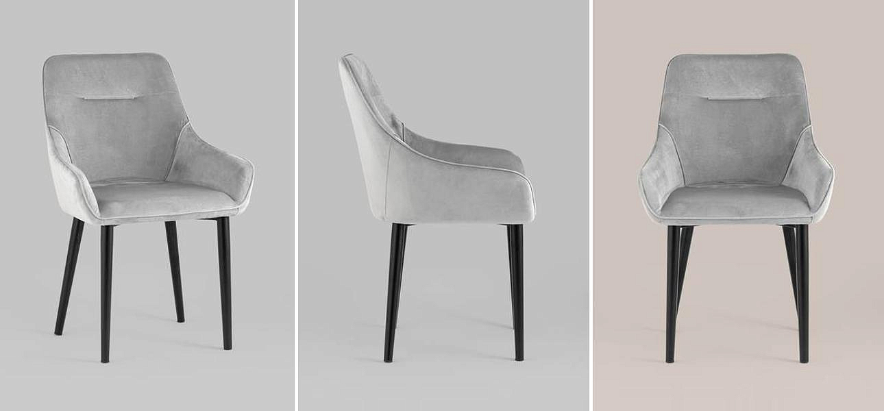 Стул Joan Chair Светло-Серый Велюр Стул Joan Chair Светло-Серый Велюр - Loft-Concept в Рязани