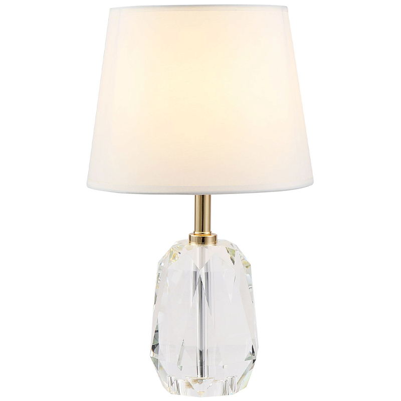 Настольная лампа с абажуром и основанием из хрусталя Manlio Crystal Lampshade Table Lamp Прозрачное Стекло Золотой Белый Настольная лампа с абажуром и основанием из хрусталя Manlio Crystal Lampshade Table Lamp Прозрачное Стекло Золотой Белый в Рязани | Loft Concept