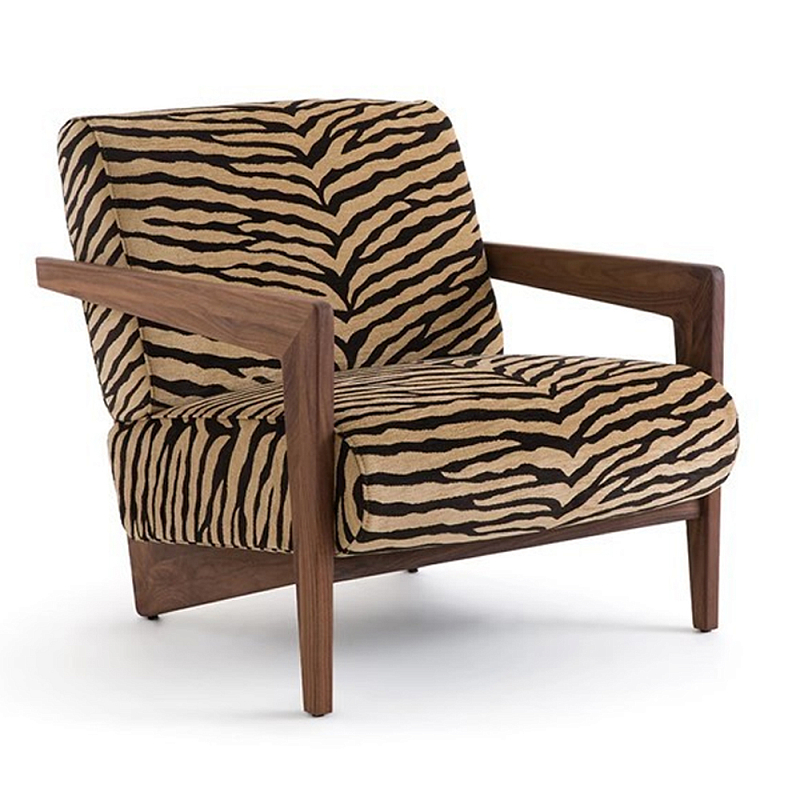 Кресло с обивкой из шенилла с тигровым принтом Tiger Chair Коричневый Кресло с обивкой из шенилла с тигровым принтом Tiger Chair Коричневый в Рязани | Loft Concept
