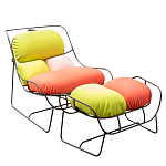 Дизайнерское разноцветное кресло на металлическом каркасе с подставкой для ног Poltronova Plasma Armchair варинант исполнения - 2 | Loft Concept в Рязани