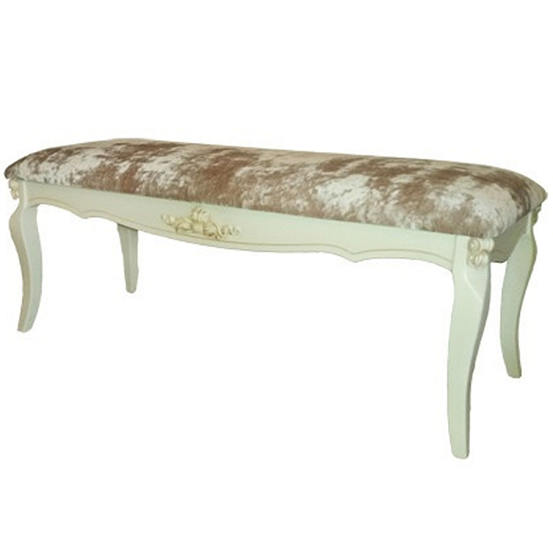 Банкетка велюр в стиле прованс Blaise French Seating Banquette Бежевый Коричневый в Рязани | Loft Concept 