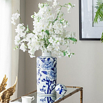 Ваза цилиндрической формы с крышкой и синим цветочным узором на белом фоне Blue & White Ornament варинант исполнения - 5 | Loft Concept в Рязани