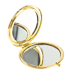 Зеркало карманное круглое двухстороннее из натурального камня Содалит в подарочной упаковке Gold Stone Mirrors варинант исполнения - 2 | Loft Concept в Рязани