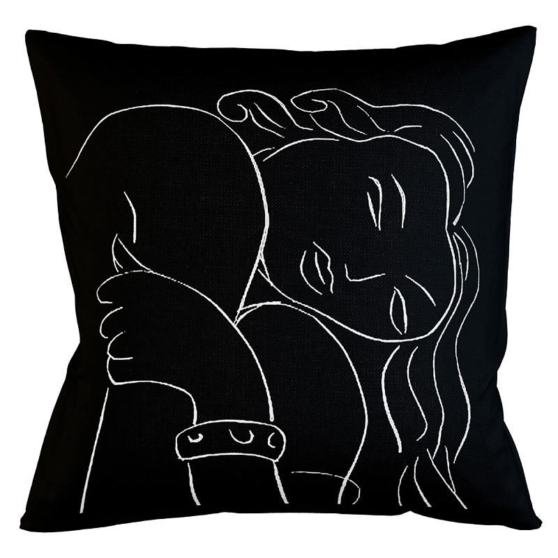 Декоративная подушка White Silhouette Pasiphae Pillow Бежевый Черный Декоративная подушка White Silhouette Pasiphae Pillow Бежевый Черный в Рязани | Loft Concept